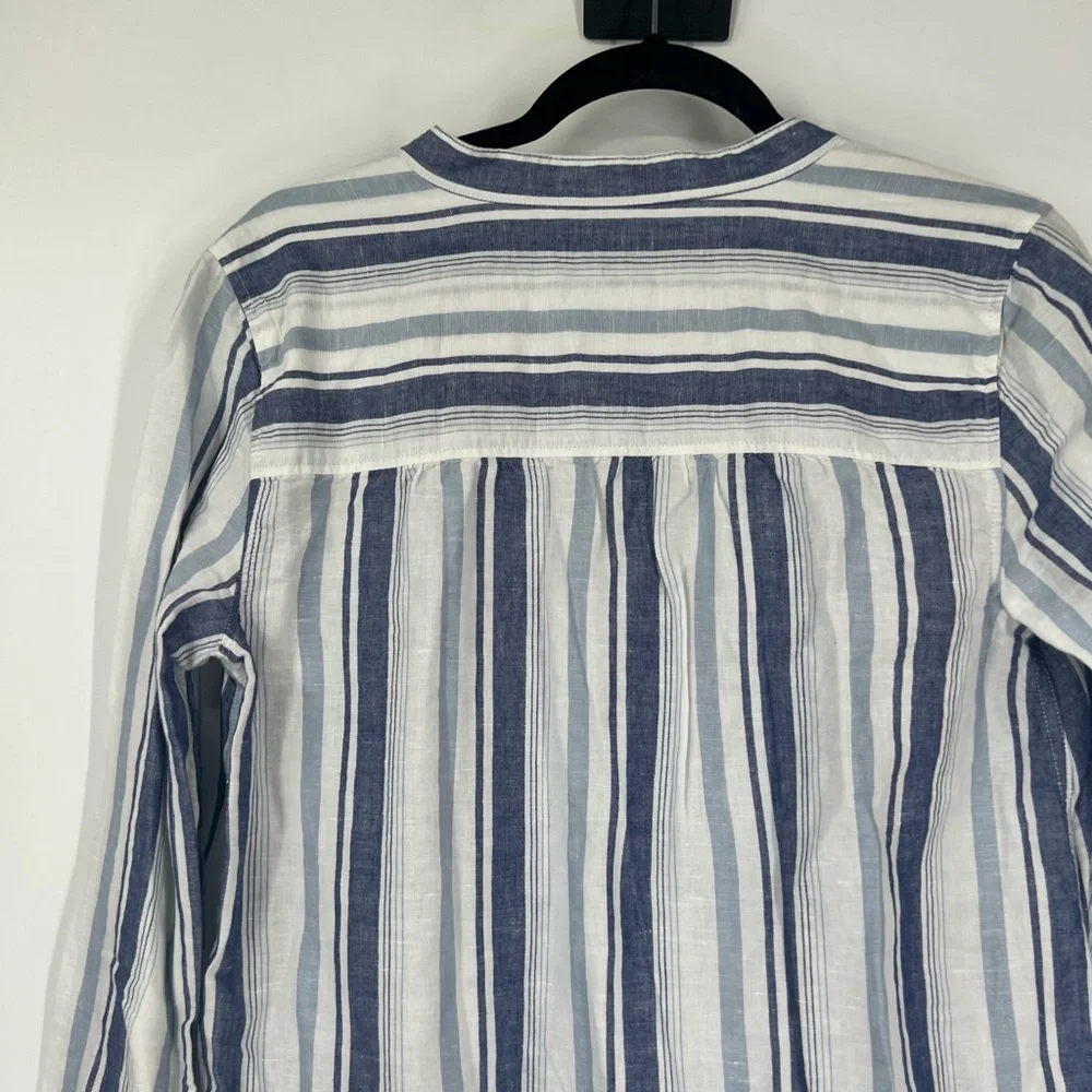 J. Crew Cotton-Linen V-Neck Tunic Top Striped